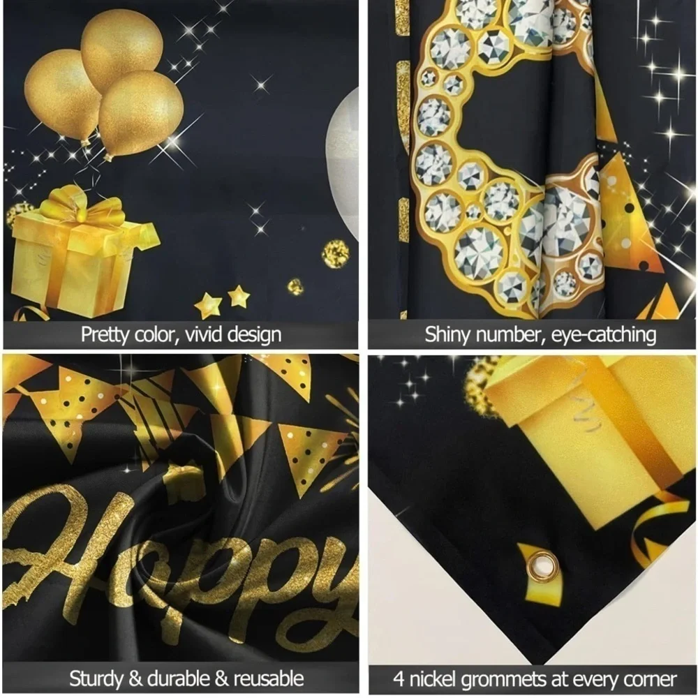 Gold and Black 18th Birthday Party Door Banner